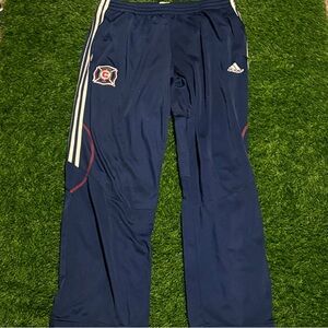 adidas Chicago Fire  Soccer Track Pants with White Stripes Large